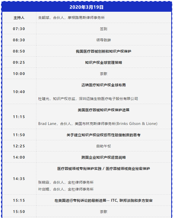 活動(dòng)預告！中國醫療器械知識產(chǎn)權峰會(huì )將于2020年3月19-20日隆重舉行！