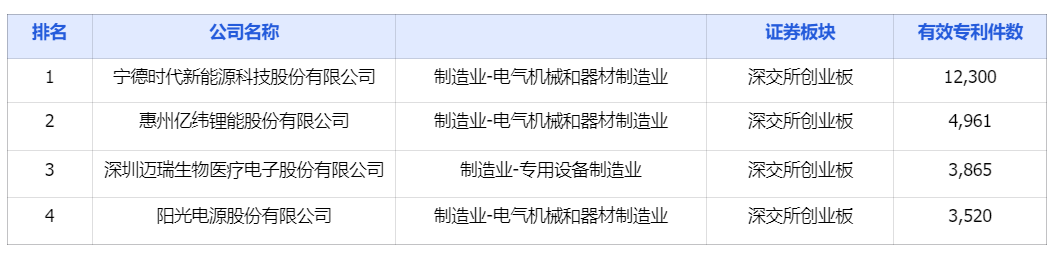 中國上市公司有效專(zhuān)利排行榜TOP100