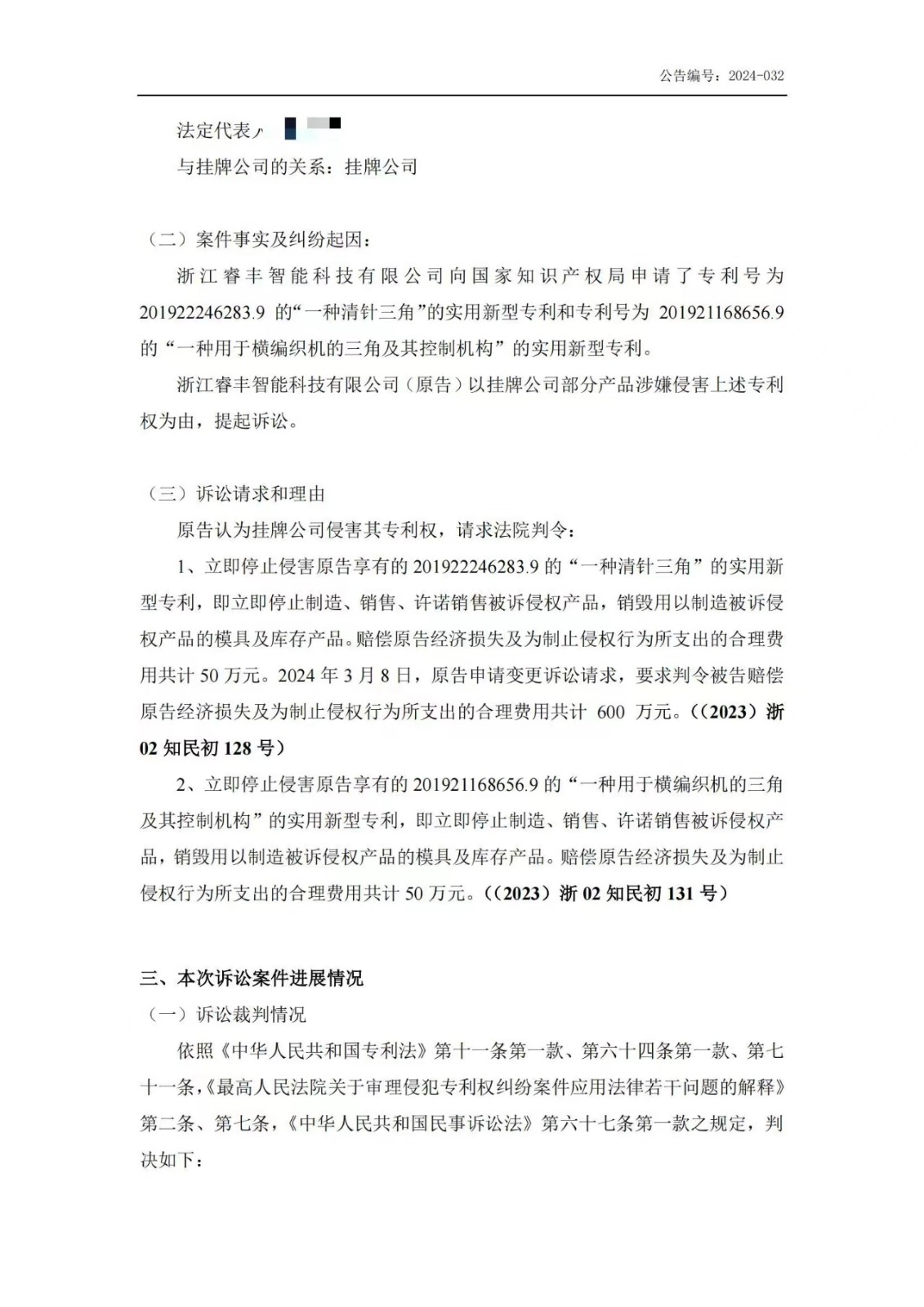 索賠1250萬(wàn)訴訟一審判決出爐！仍有疑似IPO狙擊專(zhuān)利訴訟懸而未決
